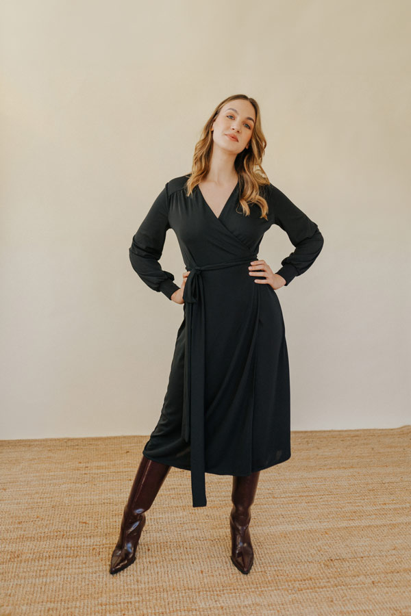 WRAP DRESS NERO - Abito Midi