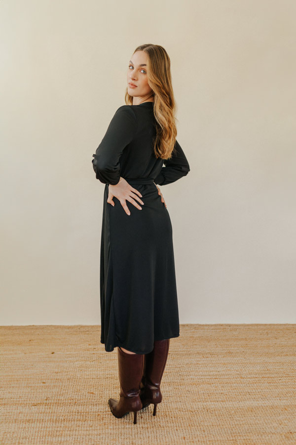 WRAP DRESS NERO - Abito Midi