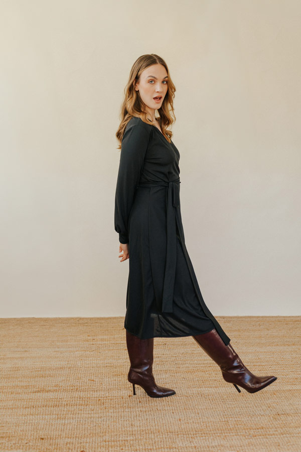 WRAP DRESS NERO - Abito Midi